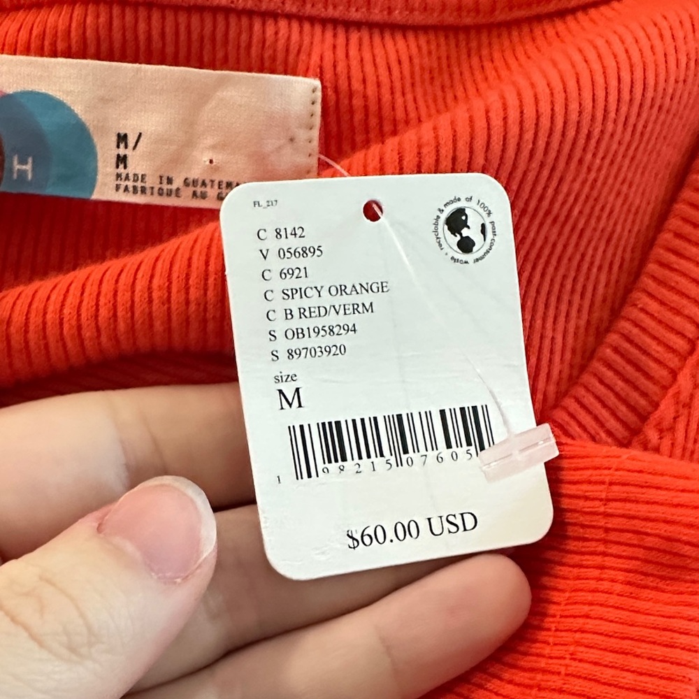 Free People Bold Orange Ribbed Top